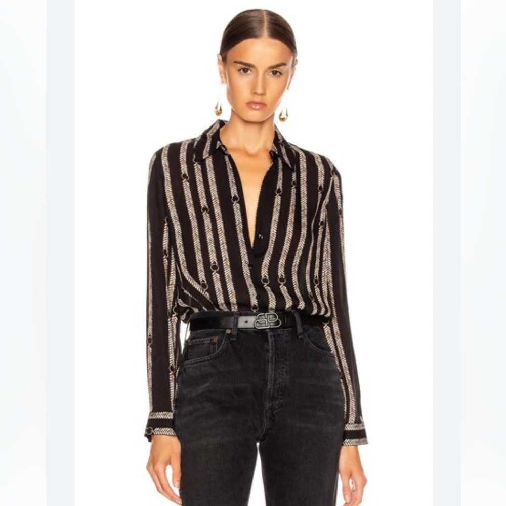 L'AGENCE Nina Blouse in Black Anguillette